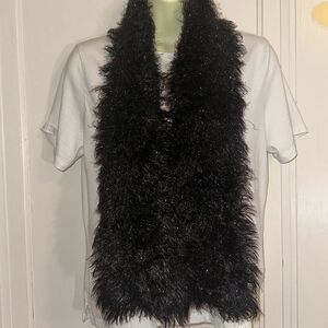 Black with silver metallic thread magic scarf‎